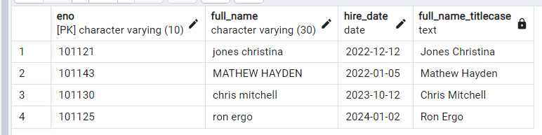PostgreSQL で列を大文字小文字または小文字に変換する - INITCAP() 3
