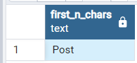 PostgreSQLの列の最初の「N」文字を抽出する 1